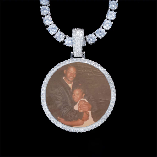 925S & VVS Moissanite 3D Circle Custom Picture Pendant