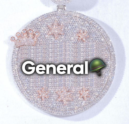 CUSTOM LETTER NECKLACE 3D BIG CROWN DISC
