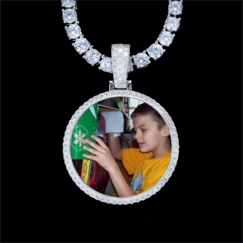 925S & VVS Moissanite 3D Circle Custom Picture Pendant