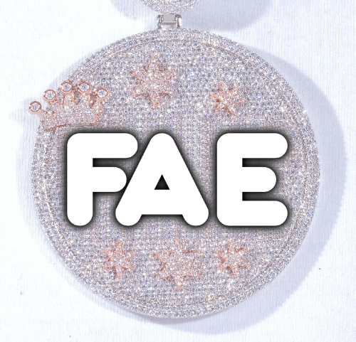 CUSTOM LETTER NECKLACE 3D BIG CROWN DISC