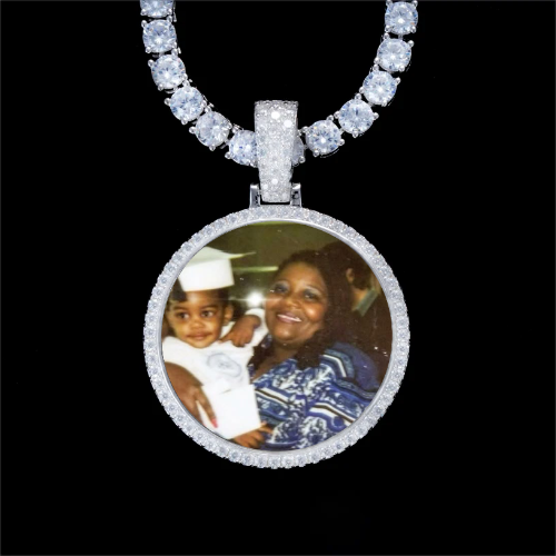 925S & VVS Moissanite 3D Circle Custom Picture Pendant