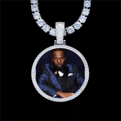 925S & VVS Moissanite 3D Circle Custom Picture Pendant