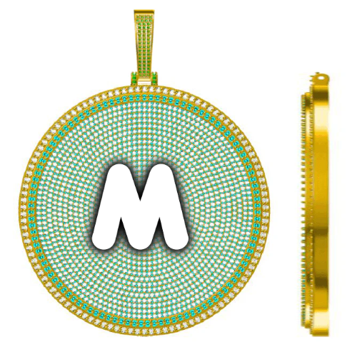 CUSTOM LETTER NECKLACE 3D BIG DISC
