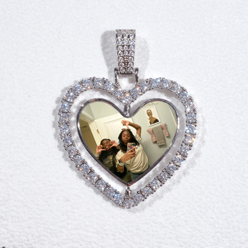 3D Spinning 2-Faced Heart Custom Picture Pendant