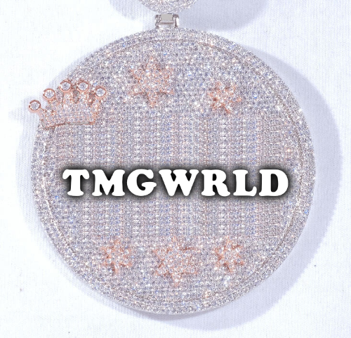 CUSTOM LETTER NECKLACE 3D BIG CROWN DISC