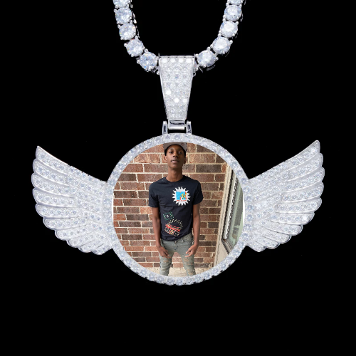 925S & VVS Moissanite 3D Wing Custom Picture Pendant