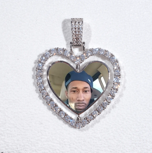 3D Spinning 2-Faced Heart Custom Picture Pendant