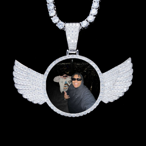 925S & VVS Moissanite 3D Wing Custom Picture Pendant