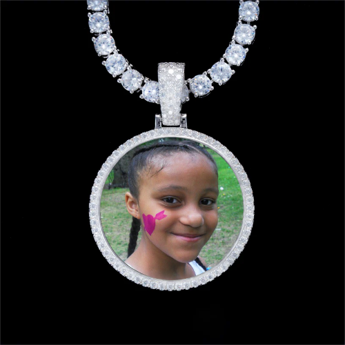 925S & VVS Moissanite 3D Circle Custom Picture Pendant