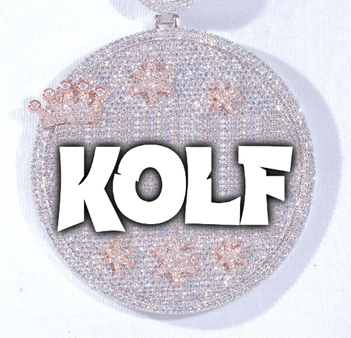 CUSTOM LETTER NECKLACE 3D BIG CROWN DISC
