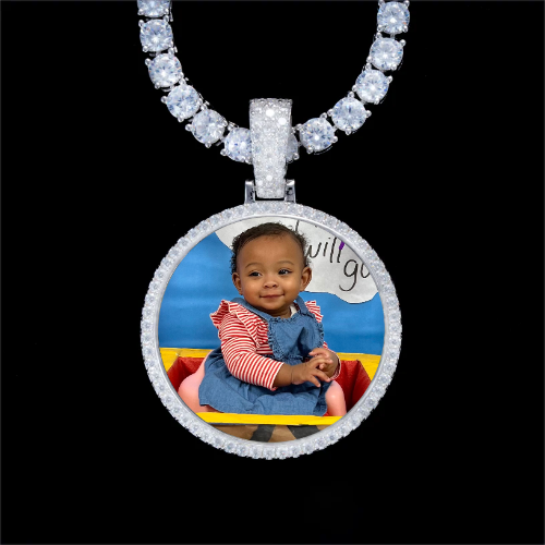 925S & VVS Moissanite 3D Circle Custom Picture Pendant