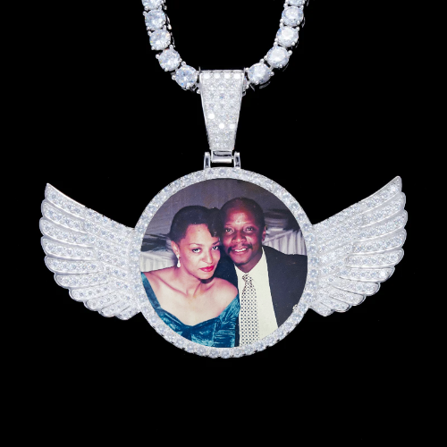 925S & VVS Moissanite 3D Wing Custom Picture Pendant
