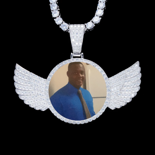925S & VVS Moissanite 3D Wing Custom Picture Pendant