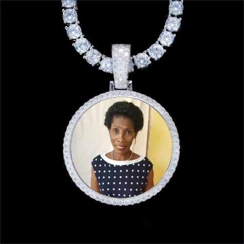925S & VVS Moissanite 3D Circle Custom Picture Pendant