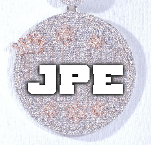 CUSTOM LETTER NECKLACE 3D BIG CROWN DISC