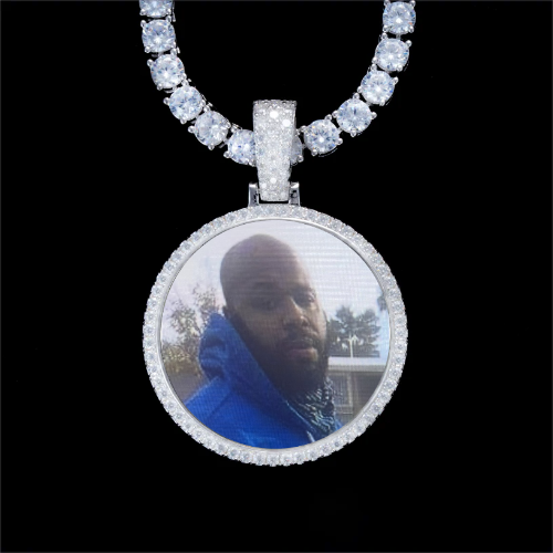 925S & VVS Moissanite 3D Circle Custom Picture Pendant