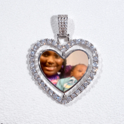 3D Spinning 2-Faced Heart Custom Picture Pendant