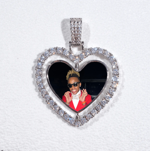 3D Spinning 2-Faced Heart Custom Picture Pendant