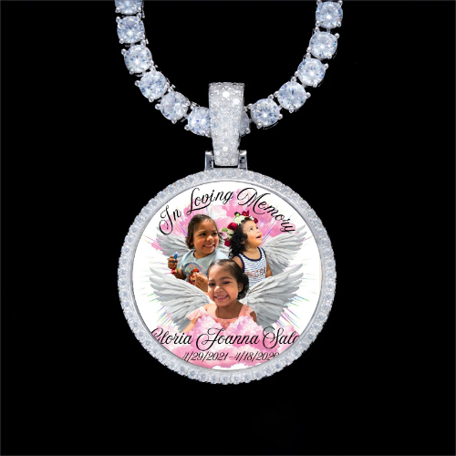 925S & VVS Moissanite 3D Circle Custom Picture Pendant