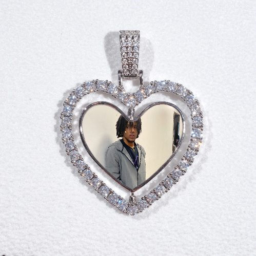 3D Spinning 2-Faced Heart Custom Picture Pendant
