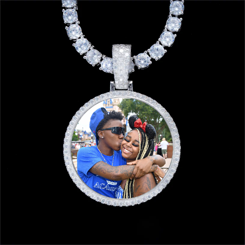 925S & VVS Moissanite 3D Circle Custom Picture Pendant