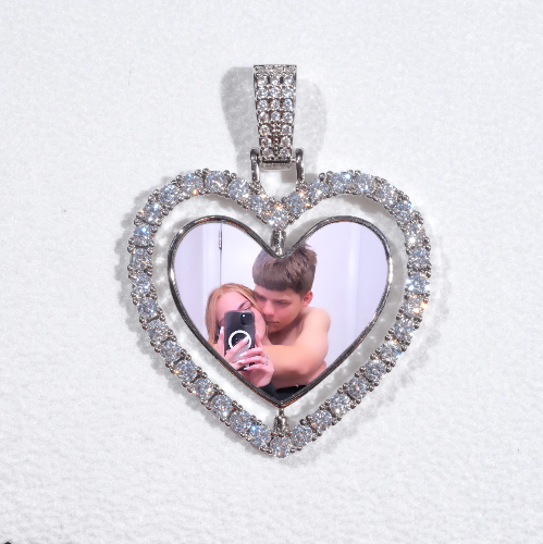 3D Spinning 2-Faced Heart Custom Picture Pendant
