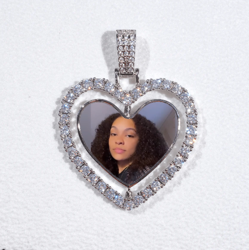 3D Spinning 2-Faced Heart Custom Picture Pendant