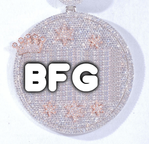 CUSTOM LETTER NECKLACE 3D BIG CROWN DISC