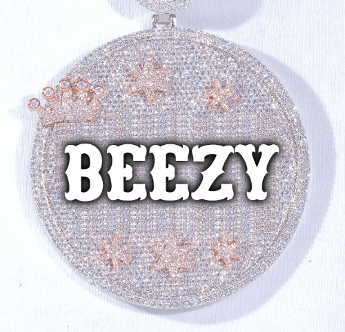CUSTOM LETTER NECKLACE 3D BIG CROWN DISC
