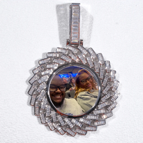Large 3D Baguette Custom Picture Pendant