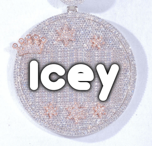 CUSTOM LETTER NECKLACE 3D BIG CROWN DISC