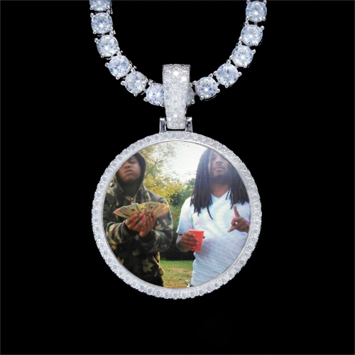 925S & VVS Moissanite 3D Circle Custom Picture Pendant