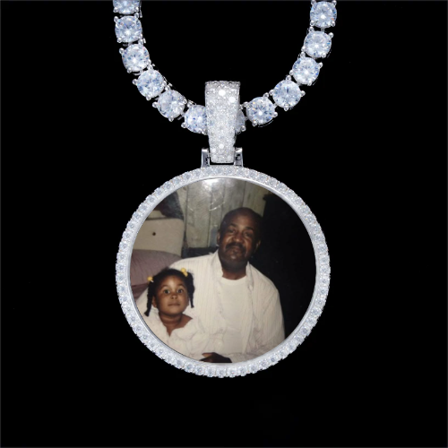 925S & VVS Moissanite 3D Circle Custom Picture Pendant