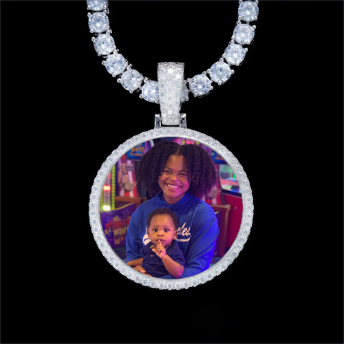 925S & VVS Moissanite 3D Circle Custom Picture Pendant