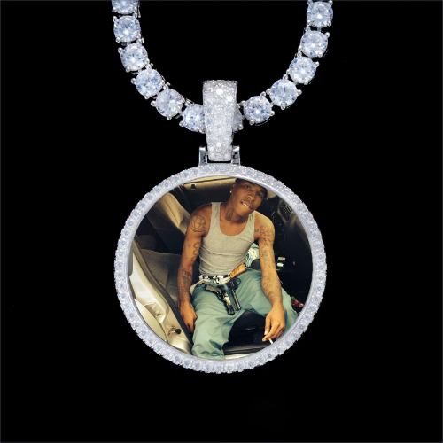 925S & VVS Moissanite 3D Circle Custom Picture Pendant