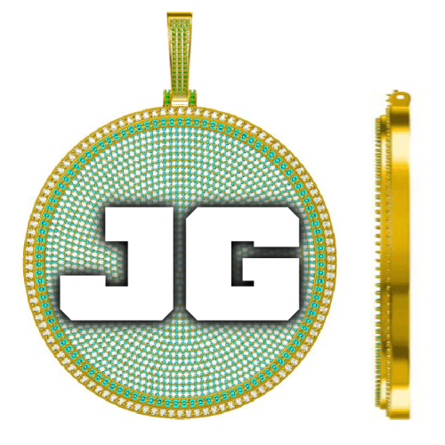 CUSTOM LETTER NECKLACE 3D BIG DISC