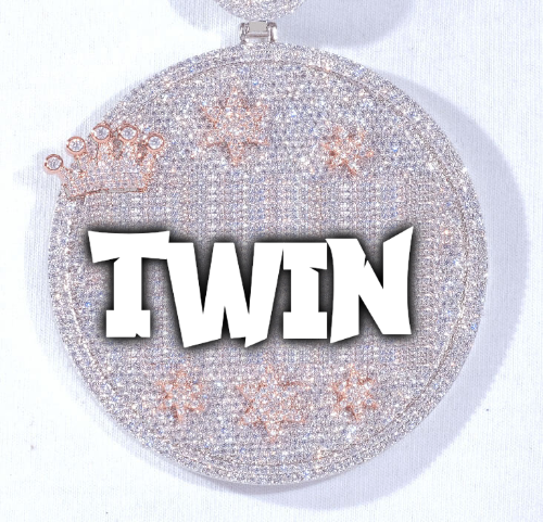 CUSTOM LETTER NECKLACE 3D BIG CROWN DISC