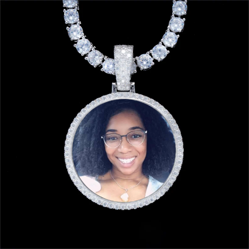 925S & VVS Moissanite 3D Circle Custom Picture Pendant