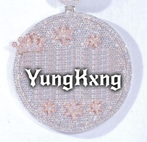CUSTOM LETTER NECKLACE 3D BIG CROWN DISC
