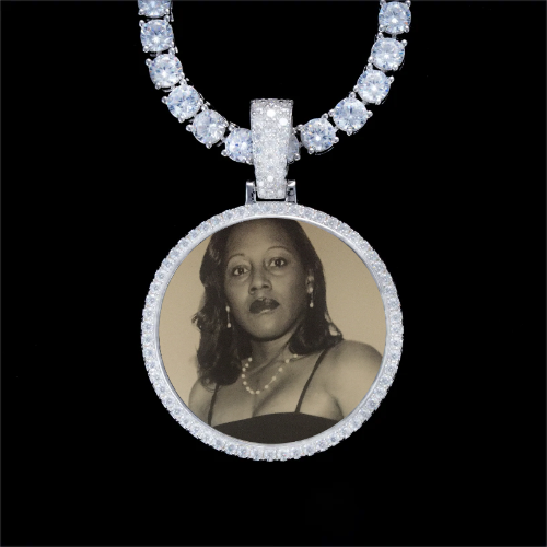 925S & VVS Moissanite 3D Circle Custom Picture Pendant
