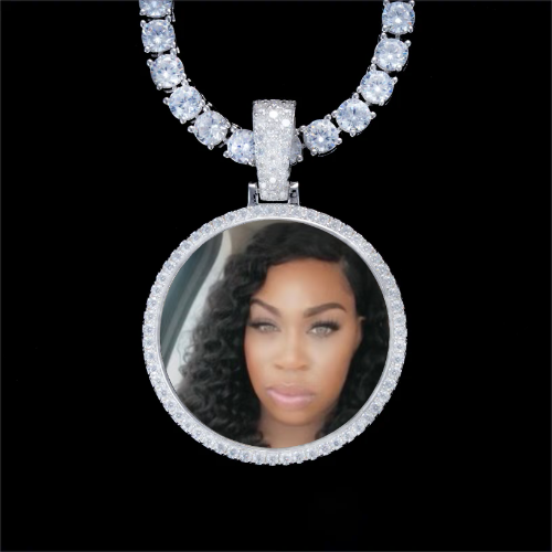 925S & VVS Moissanite 3D Circle Custom Picture Pendant