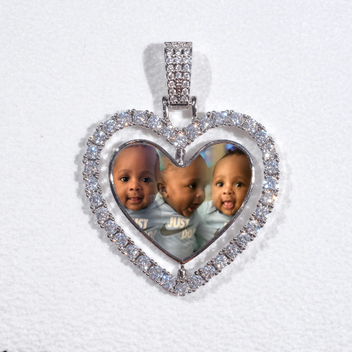 3D Spinning 2-Faced Heart Custom Picture Pendant