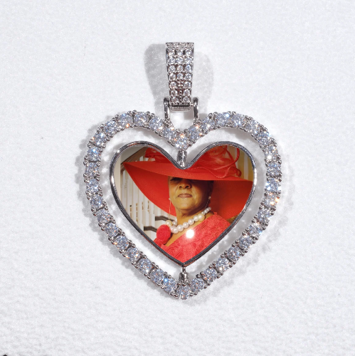 3D Spinning 2-Faced Heart Custom Picture Pendant