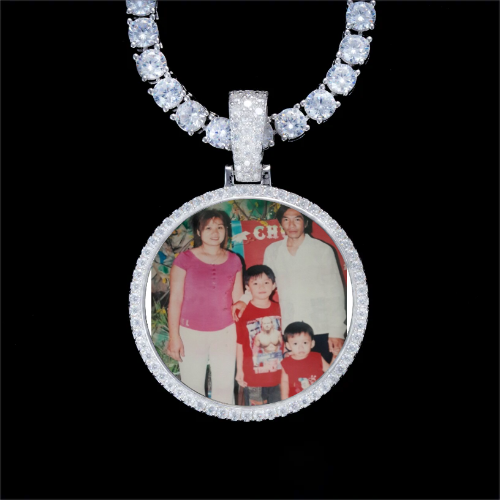 925S & VVS Moissanite 3D Circle Custom Picture Pendant