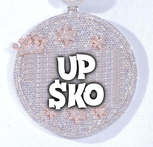 CUSTOM LETTER NECKLACE 3D BIG CROWN DISC
