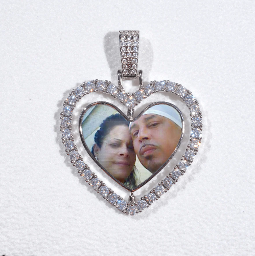 3D Spinning 2-Faced Heart Custom Picture Pendant