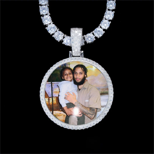 925S & VVS Moissanite 3D Circle Custom Picture Pendant