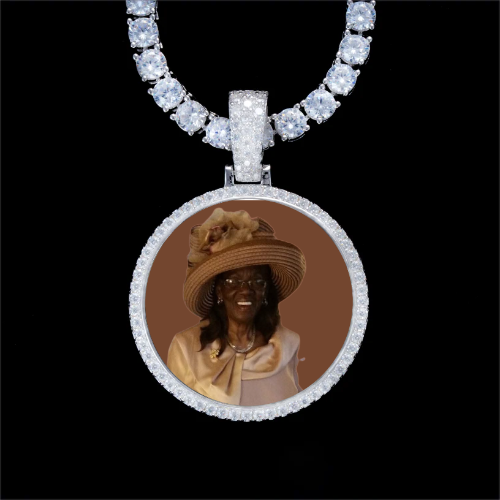 925S & VVS Moissanite 3D Circle Custom Picture Pendant