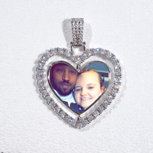 3D Spinning 2-Faced Heart Custom Picture Pendant