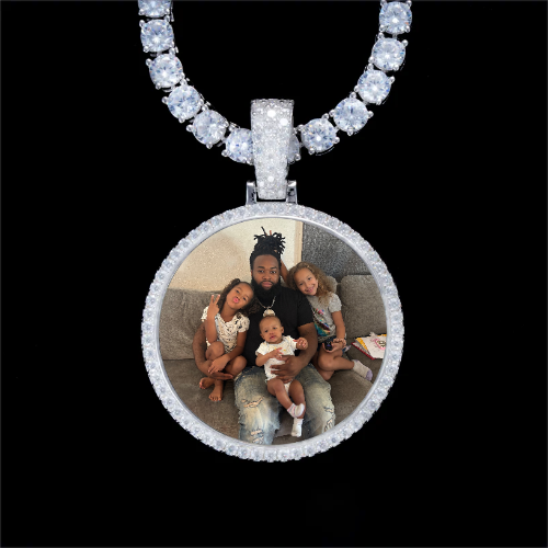 925S & VVS Moissanite 3D Circle Custom Picture Pendant